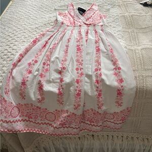 George White Dress with Pink and Coral Print